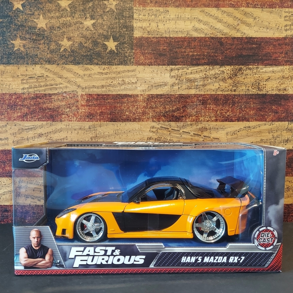 Fast & Furious Han's Mazda RX-7 Die-Cast Model - Orange and Black